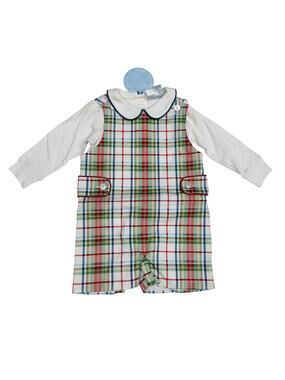 NWT Little English 12M Douglas Plaid Jon Jon Set
